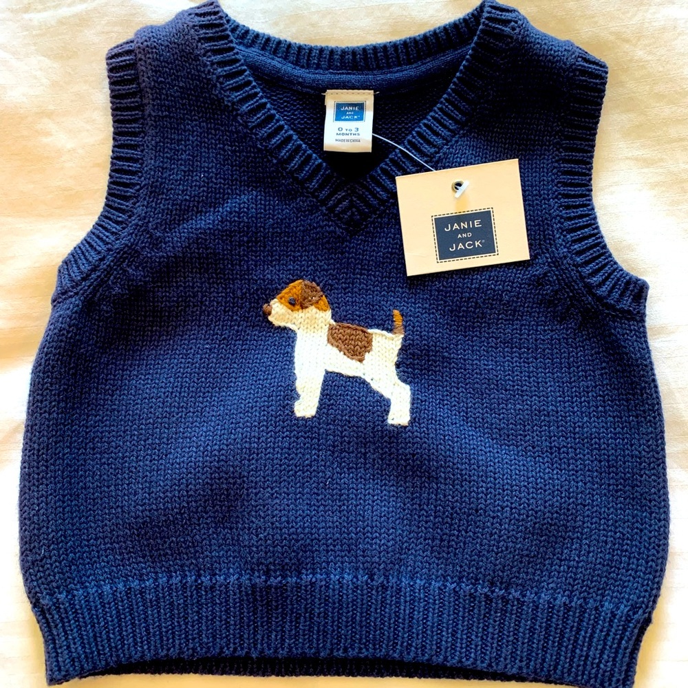 Janie and Jack baby vest w/dog